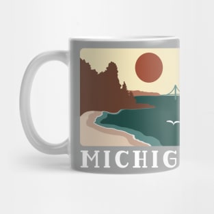 Minimalist Michigan Sunset Vintage Beach Mug